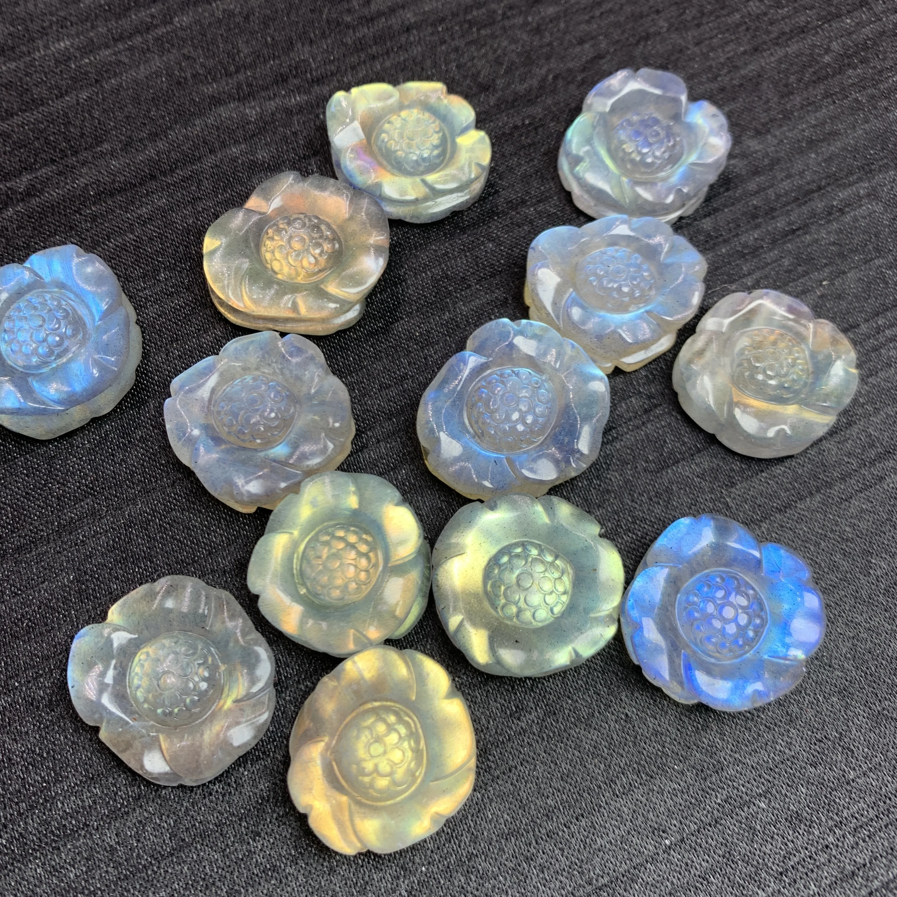 Natural flashy Labradorite Lovely Flower shaped beads for DIY