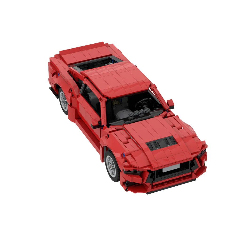 Gobricks moc carro esportivo vermelho 2024 mustangs gt blocos de construção modelo carro de corrida de estrada tijolos diy brinquedo montado crianças menino presente