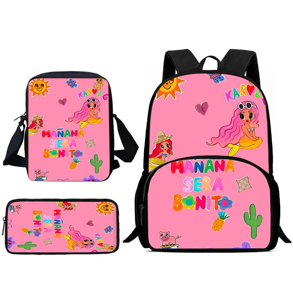 Child Backpacks Karol G Manana Sera  Shoulder Bag Pencil Case Pupil Large Capacity School Bags for Boys Girls Best Gift