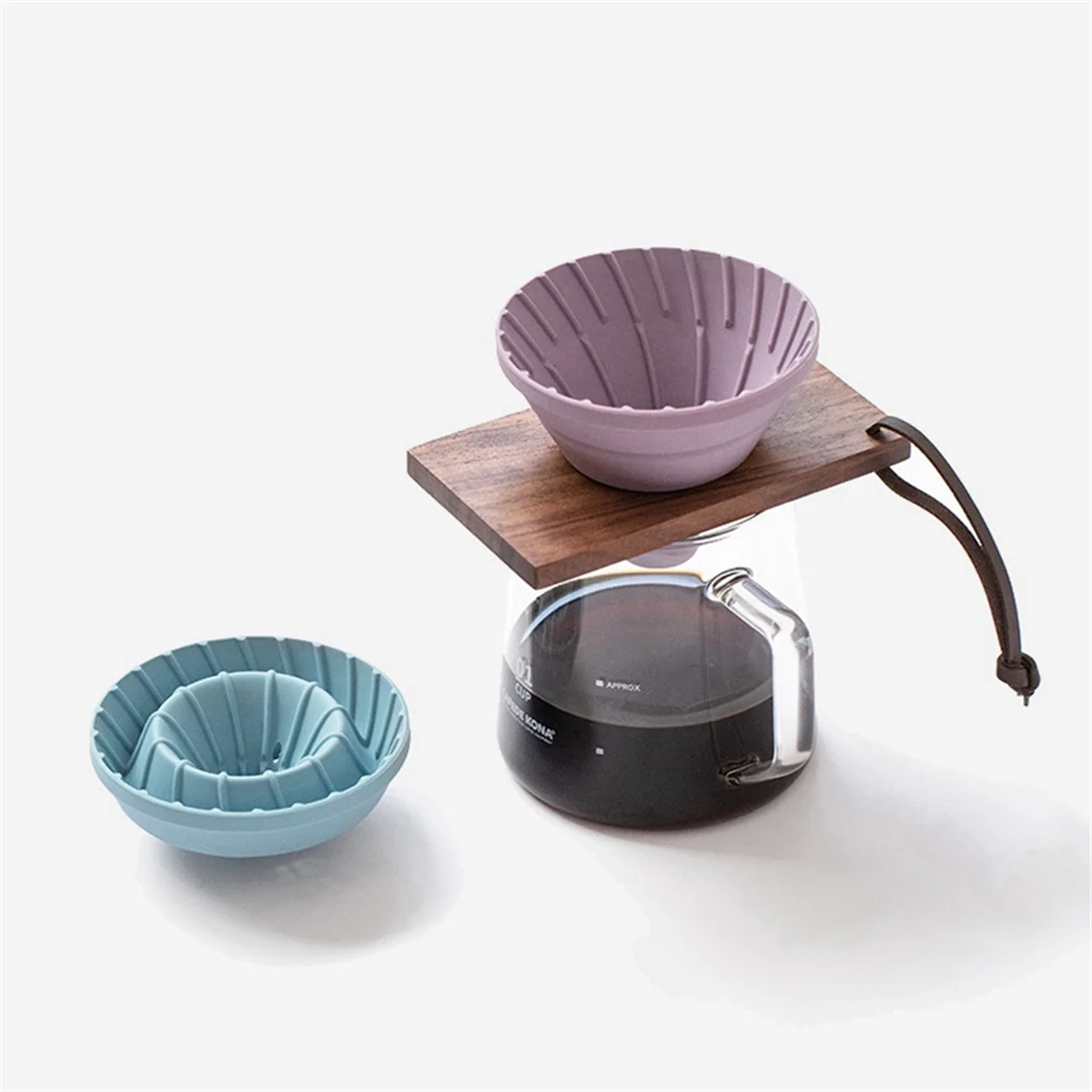 A74X Wooden Coffee Filter Cup Holder Solid Wood Drip Filter Decorative Coffee Powder Filter Paper Holder Square Coffee Tray