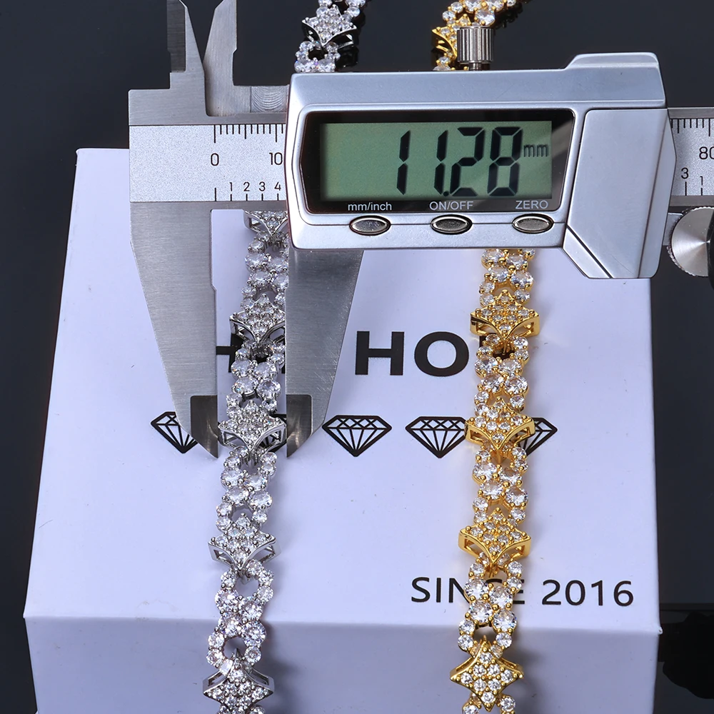 HHIOK Custom 12mm Iced Infinite Four Corner Star Chain 5A Cubic Zirconia Shiny Hip Hop Style Jewelry Necklace For Men and Women