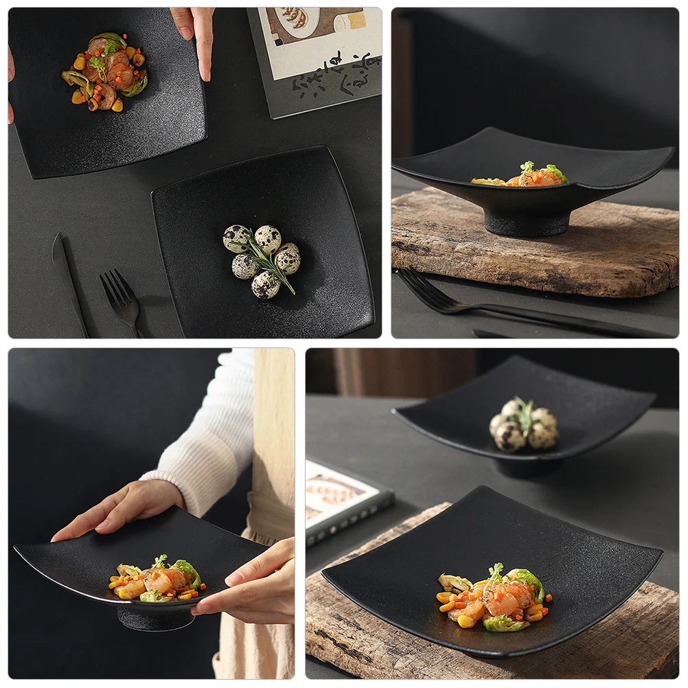 

Ceramic Square Dinner Plate Premium Food Serving Dish for Salad Fruit Snack Noodles Home Restaurant Hotel Use