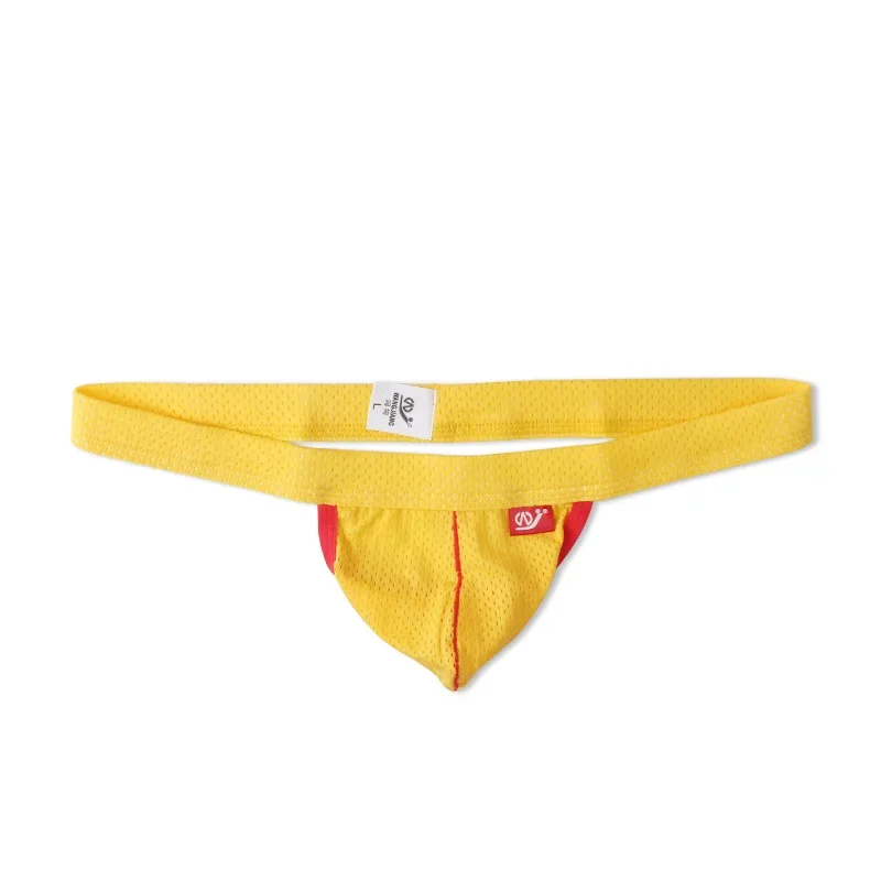 WJ Men's Erotic Briefs Low Waist u Convex Sexy Breathable Mesh Thong T Briefs