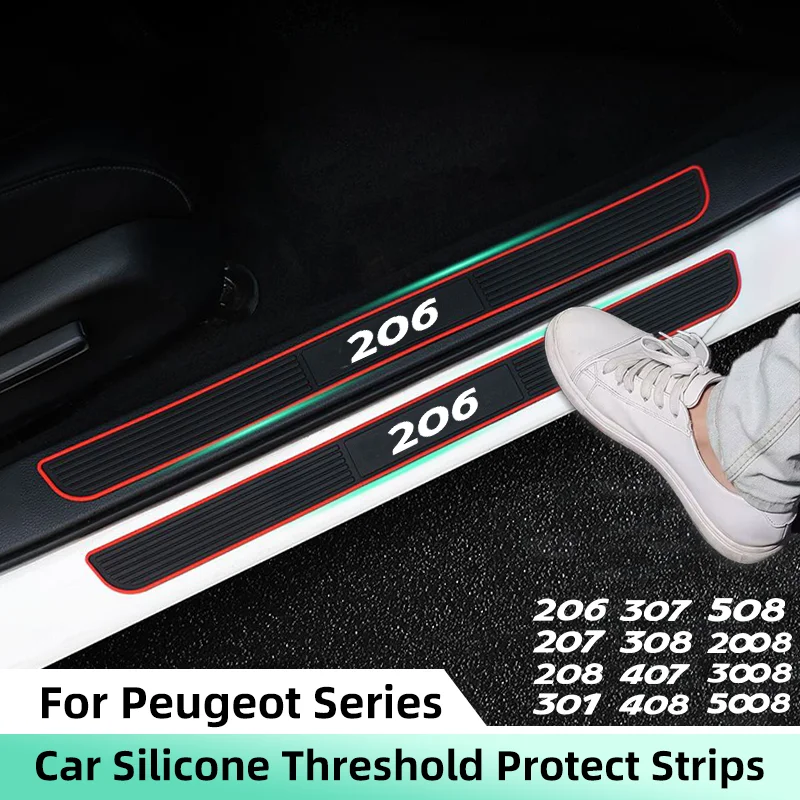 

4 шт. резиновая накладка на порог автомобиля для Peugeot 206 207 208 301 307 308 407 5008 2008 3008 Авто дверная панель Защитная накладка