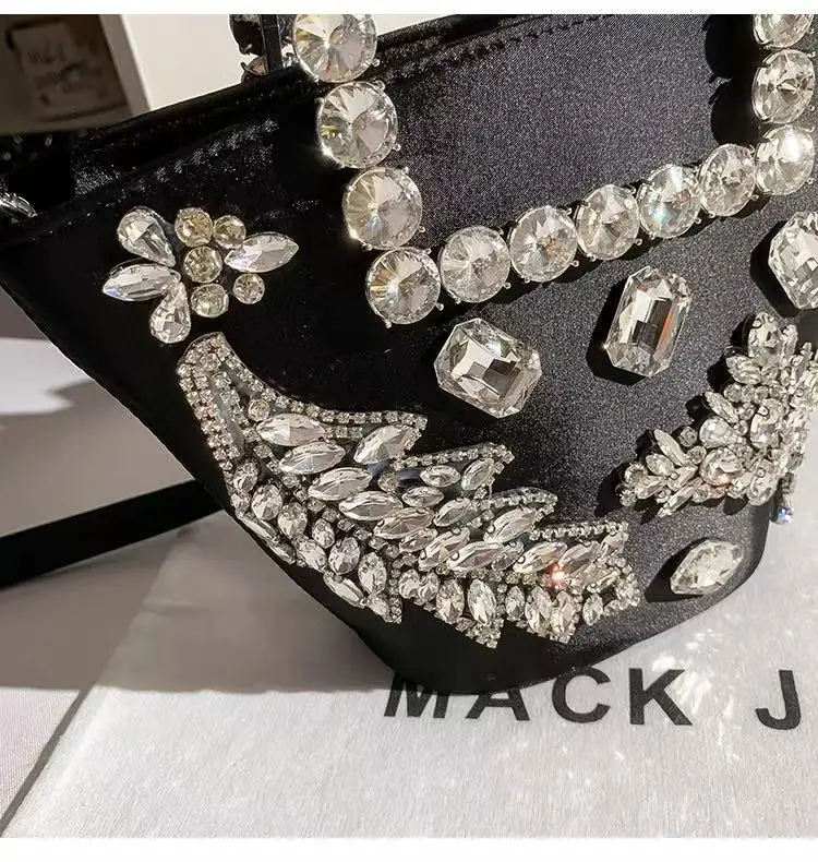 

Роскошная атласная сумка-ведро с кристаллами и стразами, изысканная вечерняя сумка, женская сумочка, клатч для свадьбы и вечеринок, сумка через плечо