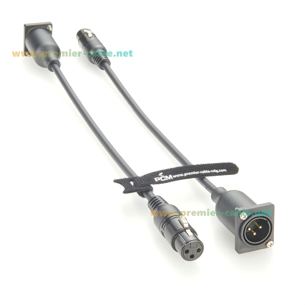 D タイプ DMX512 XLR 3 ピン オス - メス延長ケーブル XLR フランジ パネル マウント パススルー コード オーディオ マイク ステージ照明用