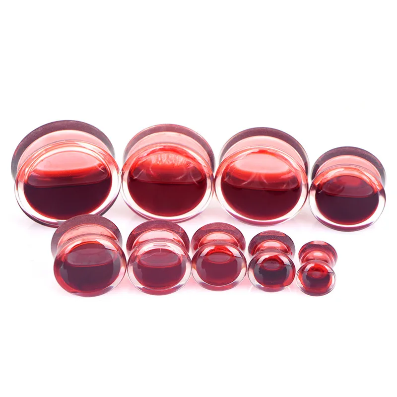 1PC Blood Red Liquid Filled Ear Plugs Flesh Tunnels Earrings Saddle Gauges Jewelry #2