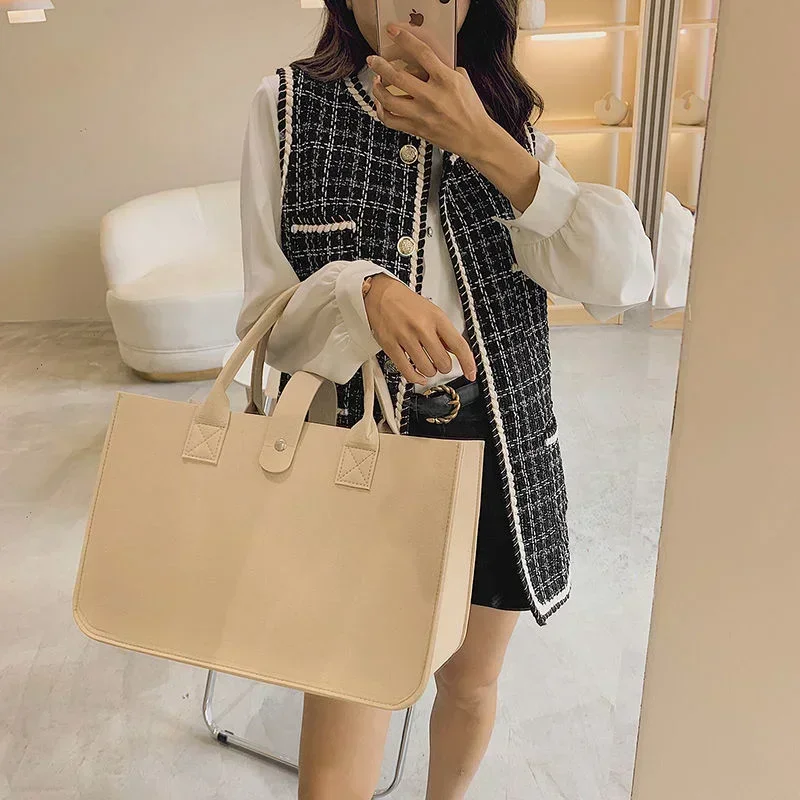 New Shopping Handbag Women\'s 2024 Large Capacity Open Fashion Felt Shopping Designer Tote Woven Bag Shop Online China