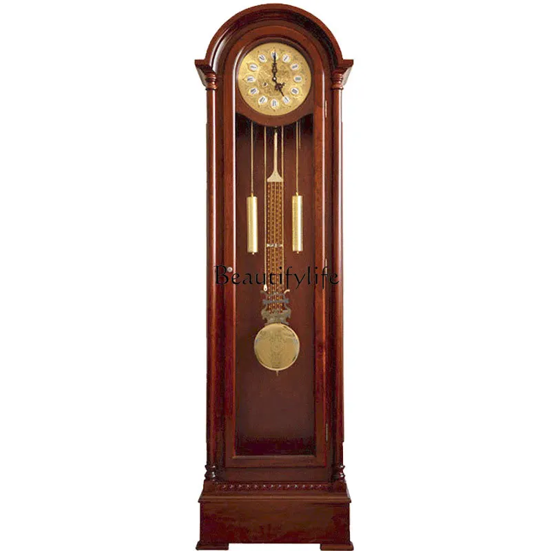 

Living room solid wood Chinese retro watch large creative mechanical copper Nordic clock