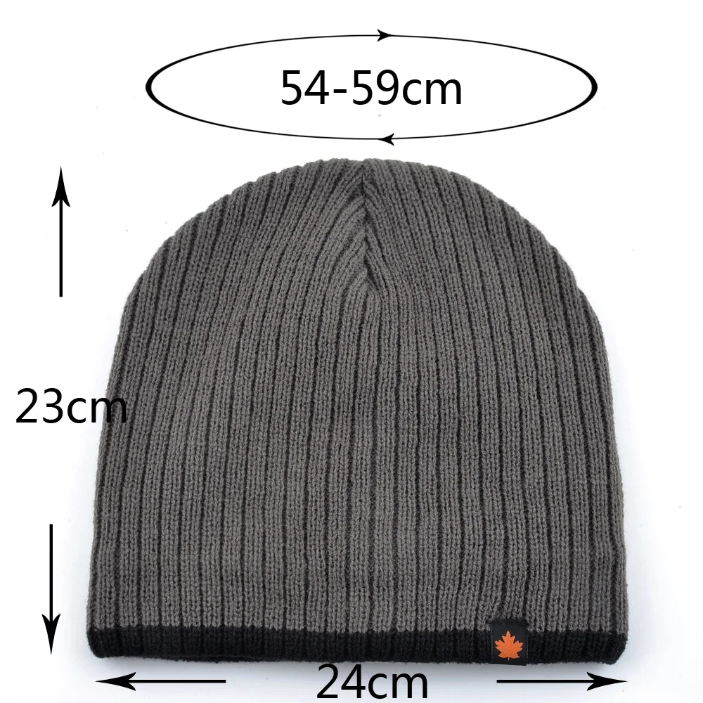 الرجال Skullies Beanies محبوك قبعات صوف الرجال الشتاء الحياكة سميكة قبعة صغيرة طبقة مزدوجة بلون المخملية الدافئة بونيه قبعة