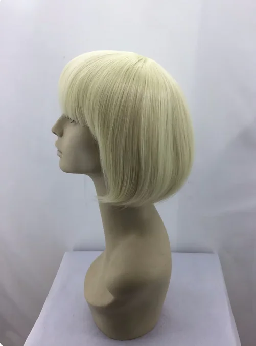 Blonde Wig  Synthetic Heat Resistant Short Wavy Women Hair Halloween Costume Carnival Cos-play Student Bob Hairpiece