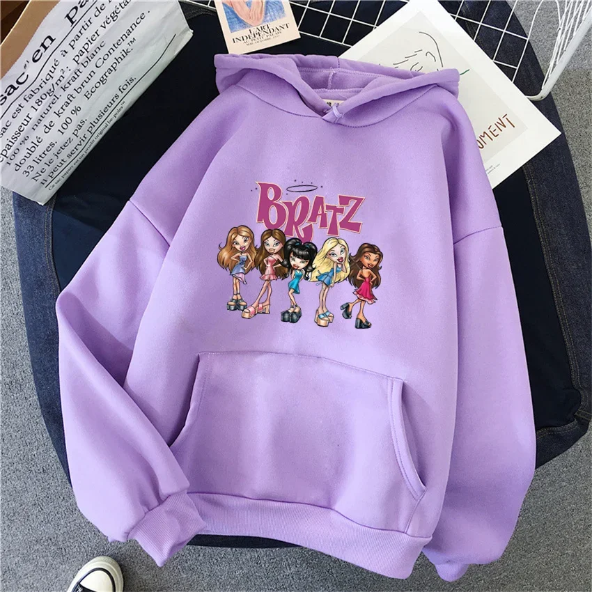 Bratz nadrukowane litery kobieta bluza z kapturem damska bluza z kapturem Hip Hop z długim rękawem Streetwear unisex ubrania męskie topy plussize