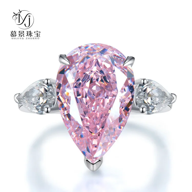 

S925 Silver Live New High Carbon Zircon Inlaid 11 * 17 Pigeon Egg Ice Flower Cutting Luxury Inlaid