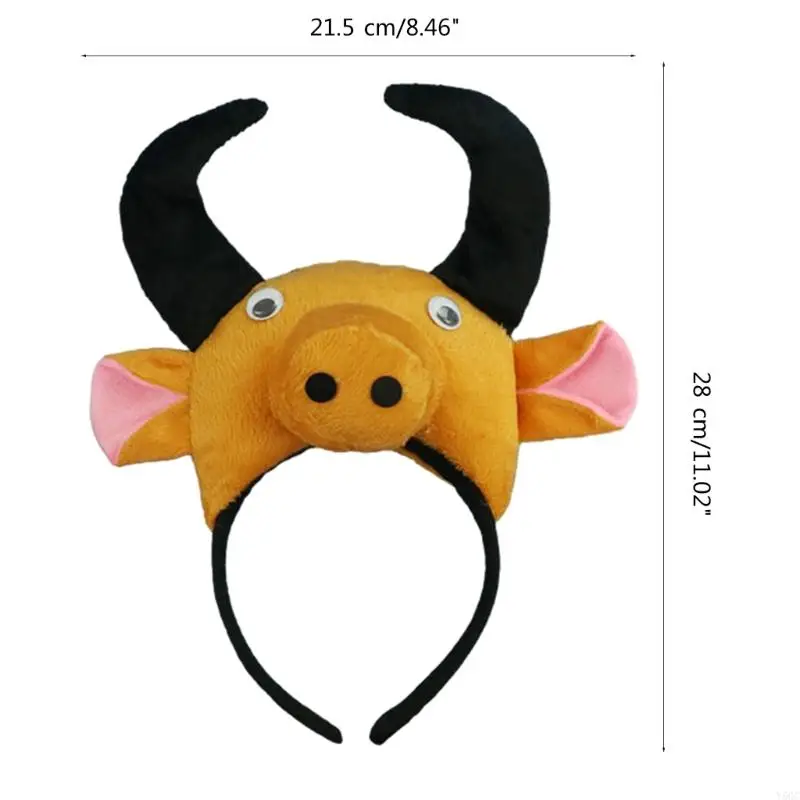 Y5GC Cow -hoofdband Bowtie en Tail Halloween -kostuumaccessoireset, één voor kinderen en kostuums voor volwassenen zich