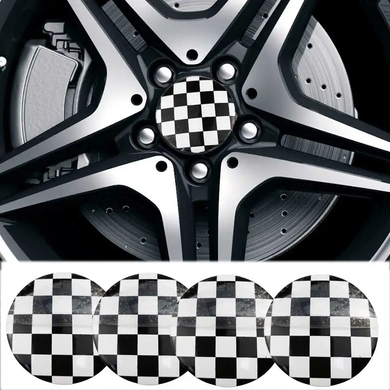 4PCS F1 Lattice Logo Car Wheel Center Hub Caps Emblem Stickers For Audi Maserati Porsche Chevrolet Ford Lexus Mercedes Benz