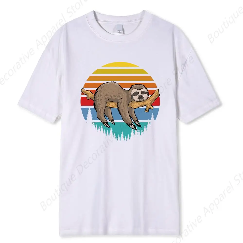 

Sloth Sleeps Hanging From Branches Printed Male Clothes Quality Oversize T-Shirts Summer Breathable T-Shirt Hip Hop Cotton Tee