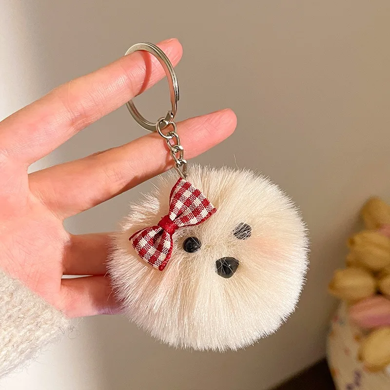 Llaveros de bolas de pelo Kawaii, colgante de muñeco de peluche, llavero, dijes, mochila, decoración de coche, accesorios colgantes para bolso de niña