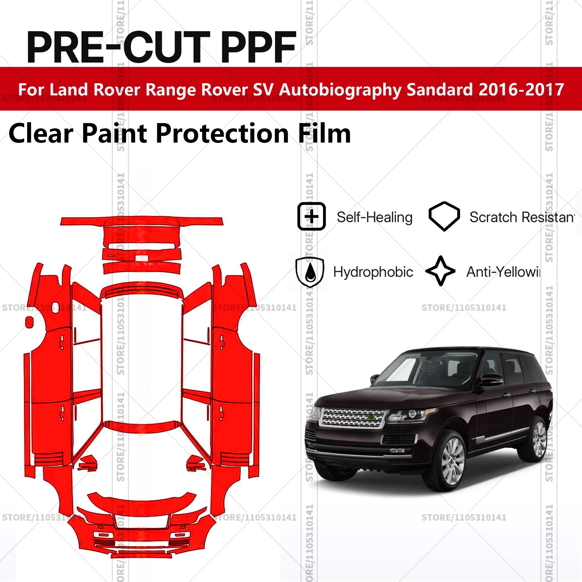 

Предварительно нарезанная прозрачная защитная пленка PPF для автомобилей Land Rover Range Rover SV Autobiography Standard 2016-2017