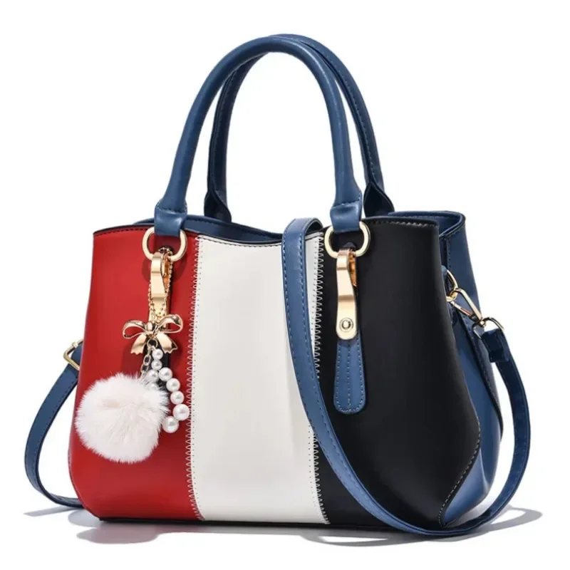 New Fashion Hit Color Ladies Handbag All-Match Hair Ball Pendant Womens Shoulder Messenger Bag European Beauty Bag Bolsos Mujer