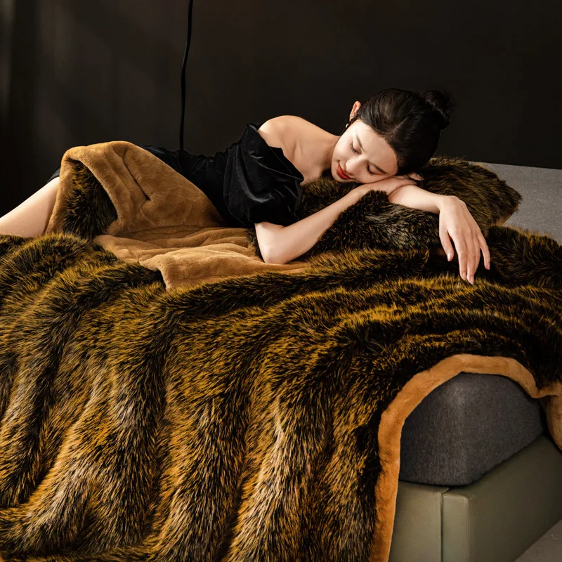 Fur Grass Rabbit Blanket Winter Thickened Blanket Raschel Bed Blanket Sofa