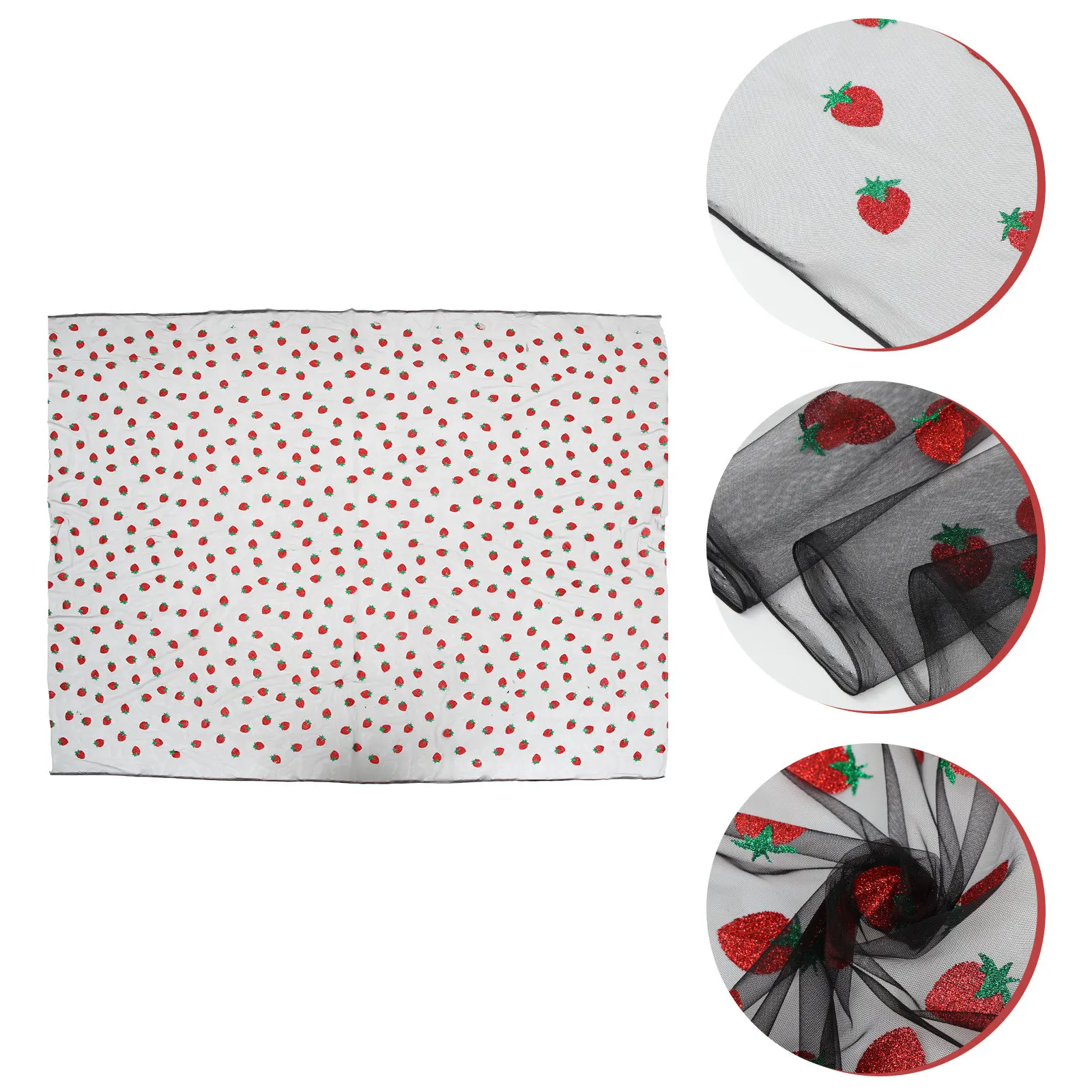 

Strawberry Print Polyester Gauze Fabric Roll Lightweight Cuttable Craft Material for DIY Wedding Valentine's Day Gifts Packaging