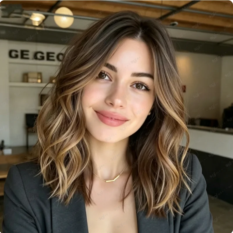 Glueless Fashion Highlight Blonde Soft Natural 18inch Wave 180 Density Deep HD lace front wig, suitable for women Heat Resistant