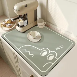 Coffee Machine Absorbent Mat Diatomite Soft Mat Bar Kitchen Draining Mat Cups and Dishes Mat Anti-scald Non-slip Coasters