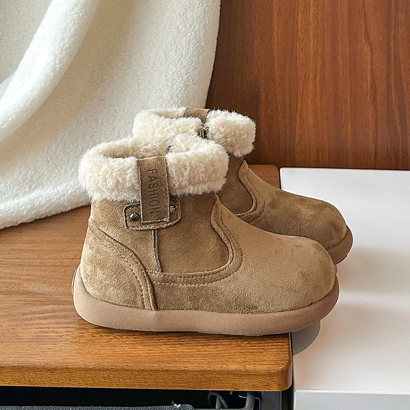 Kids Boots for Boys Girls Fashion Autumn Winter Children Thermal Cotton Side Zipper 2026 Warm Brand New Girls Ankle Boots 23-37