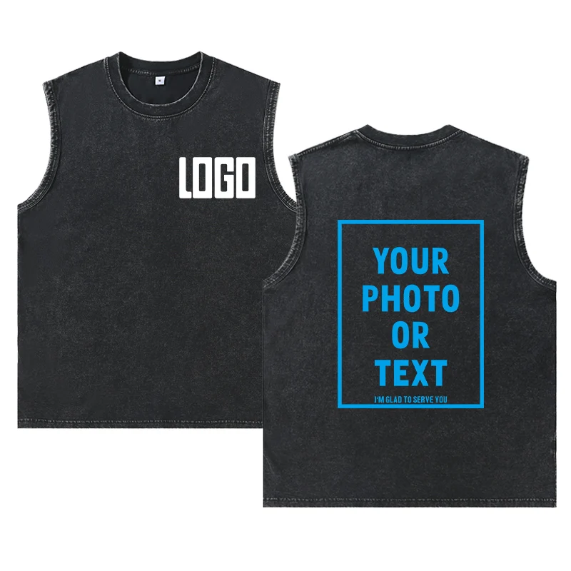 DIY Pure Cotton Round Neck T-Shirt Vest 230g Casual and Versatile Daily Travel Custom Logo Picture Comfortable and Loose