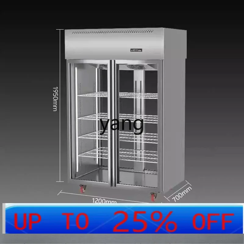

CX ront and rear door refrigerated display cabinet double pass vertical fresh-keeping cabinet for hot pot shop