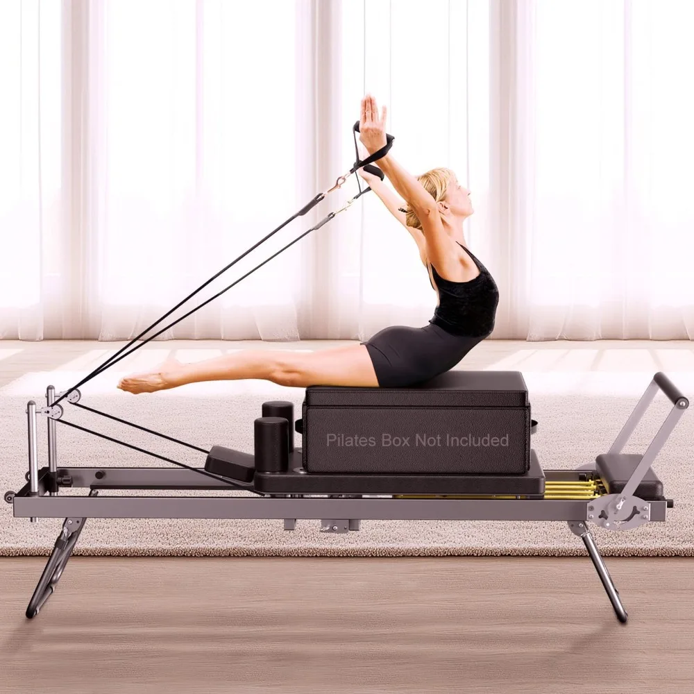 

Pilates Reformer Foldable Pilates Machine & Equipment at Home Use and Gym Workout, Suitable for Advanced and Beginners Users