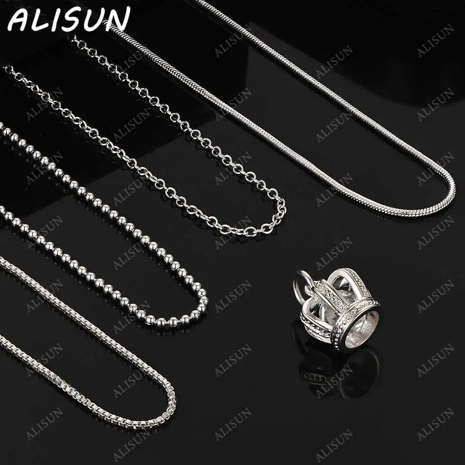 

ALISUN 925 Sterling Silver Crystal Crown Pendant Necklace For Women Men Gift High Quality Wedding Party Jewelry Diamond Necklace