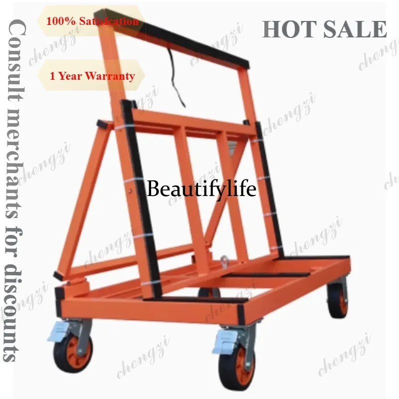 81 Glass door and window cart universal flatbed universal four-wheel folding construction site transport portable silent cart
