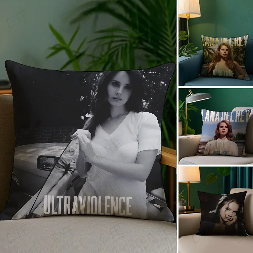 

Lana Del Rey Hot Music Album Pillow Case Anti-dustmite Pillowcase Invisible zipper silky short plush Sofa cushion cover