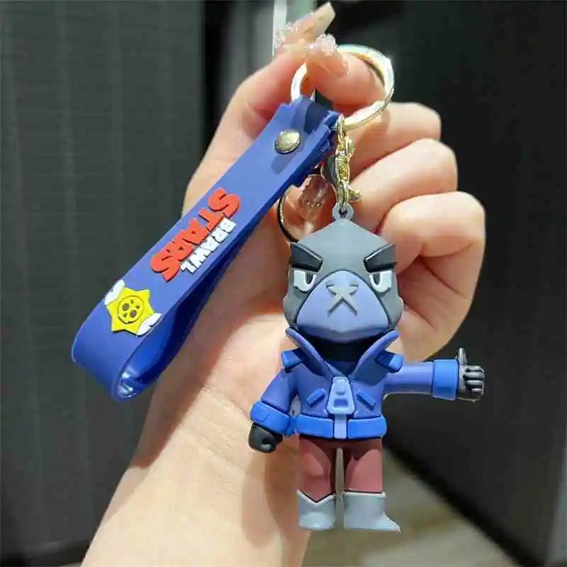 2024 Hot Creative Cartoon Brawl Stars Doll Keychain Pendant Bag Car Keychain Accessories Mr.P  Leon Bull Crow Pendant  boy gifts