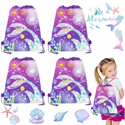 Mermaid Party Favor Bags Mermaid Goodie Gift Candy Backpack Bags Birthday Party Girls Mermaid Drawstring Backpack Themed Party