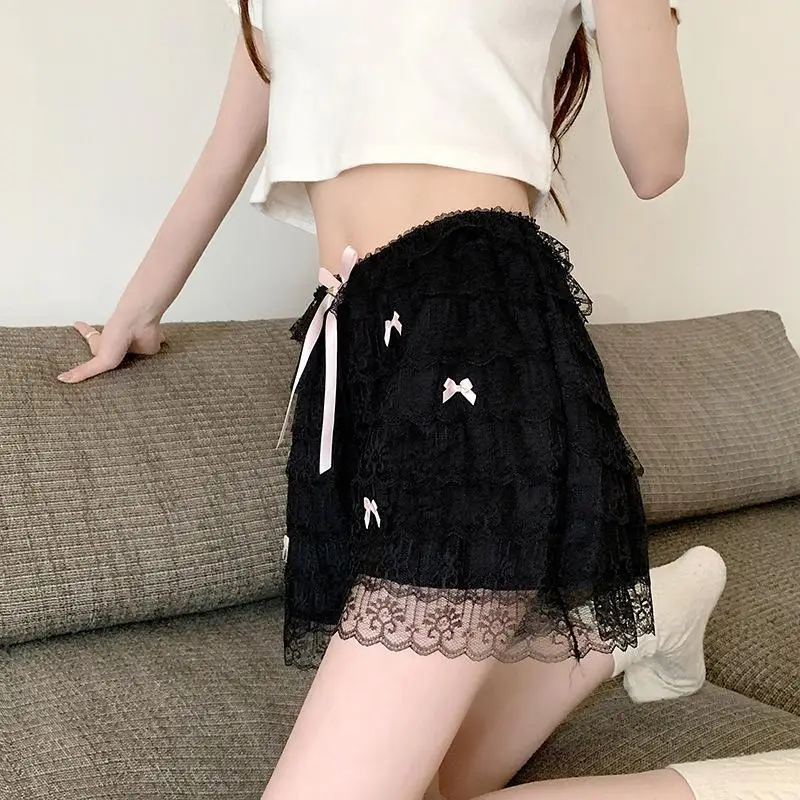 Women's Lace Safety Pants Ruffle Knickers Summer Safe Elastic Petticoat Underpants Girls Princess Loose Casual Shorts