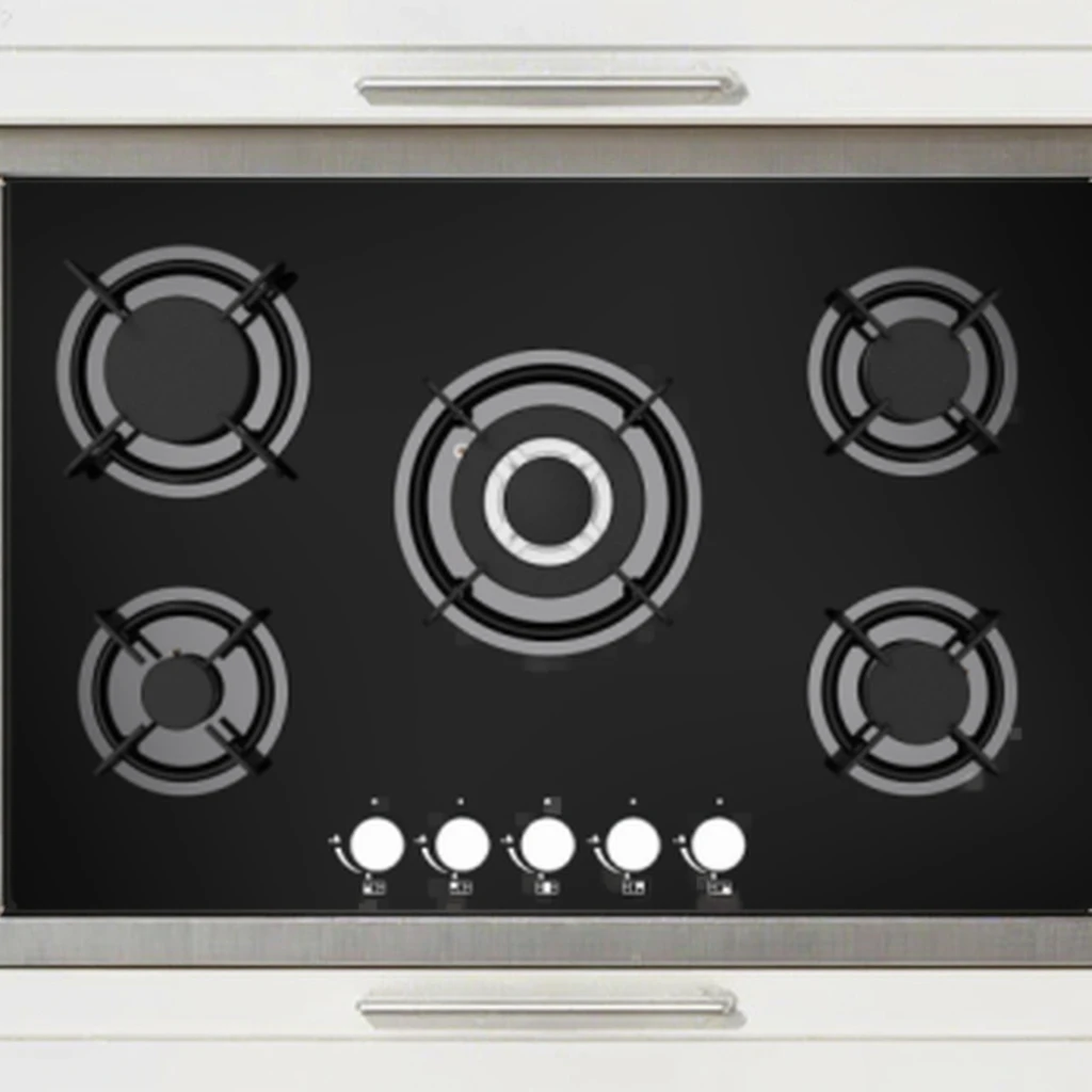 Estufa de 5 quemadores de vidrio templado de 24 pulgadas, venta al por mayor de fábrica, cocina de Gas integrada para el hogar, RV, coche, garaje de Hotel