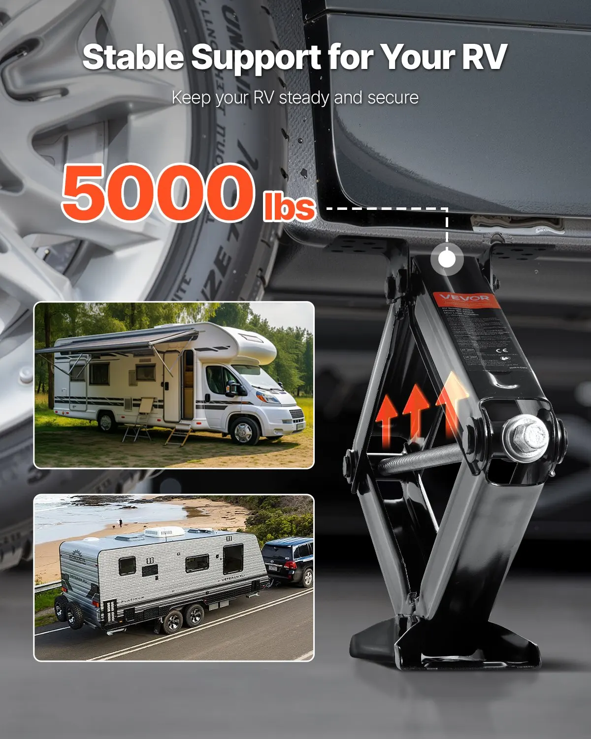 

5000 Lbs RV Scissor Jacks, 4-23.4 In RV Stabilizer Leveling Scissor Jacks, Set Of 2, Heavy Duty Stabilizer Jack With Crank Handle, Socket And Bubble Levels, Not Easily Bent Or Deformed