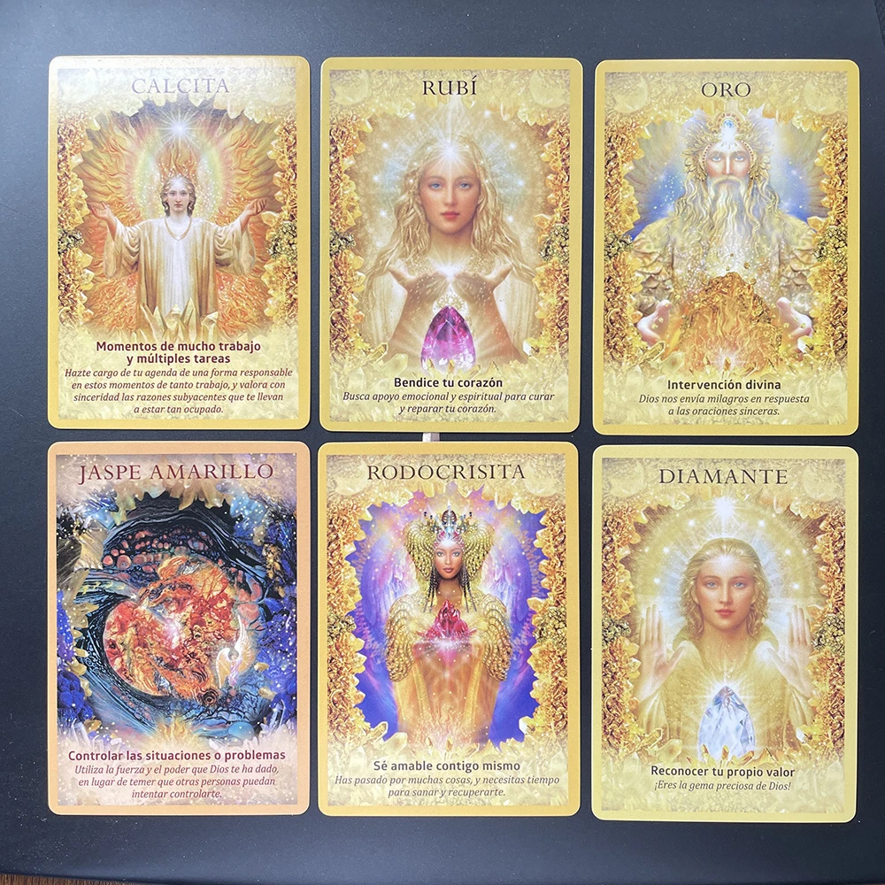 Spanish Oracle Deck Angels Tips Beautiful 44 Cards Fortune Telling Tarot Runes Divination with Meaning on Them Keywords