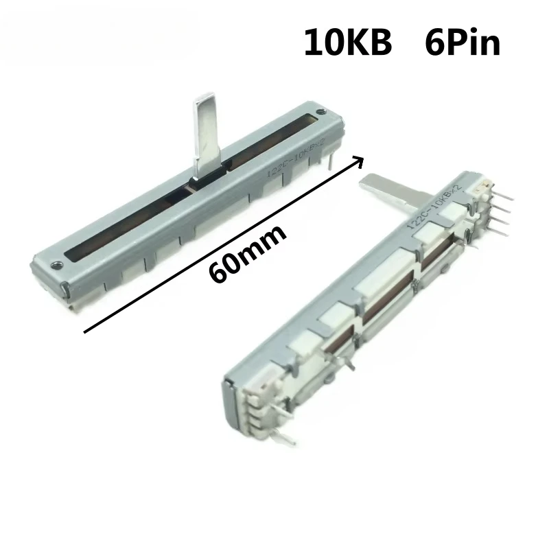 1pcs，Straight slip potentiometer，10KB×2，6Pin，Total length 60mm，AKAI APC40MK2，AKAl APC40 MKll，Mixing console volume putter