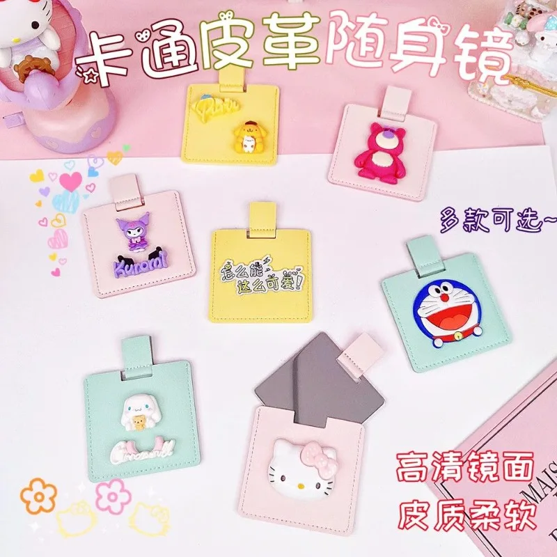 

New Sanrio Hello Kitty Kuromi Anime Cartoon Innovation Unbreakable Makeup Mirror Makeup Tools Dressing Handheld Pocket Mirror