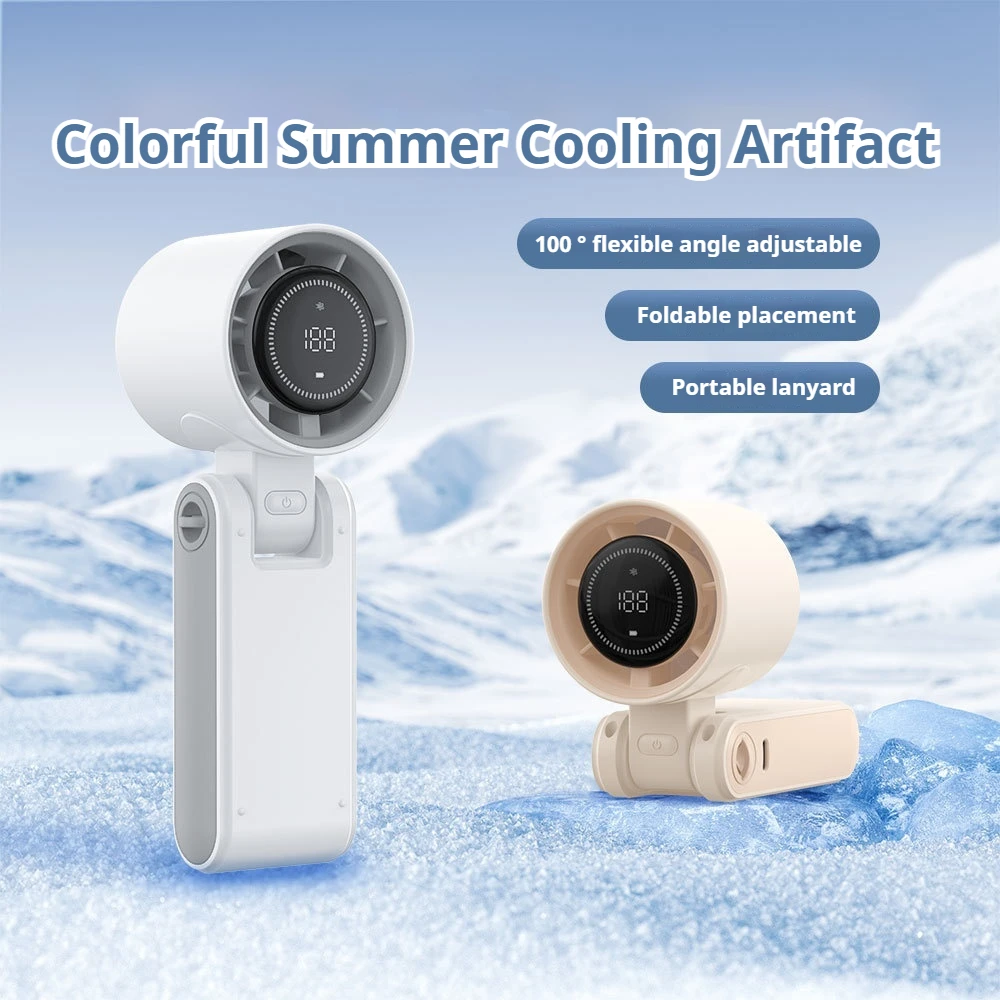 

Portable Turbo Fan Handheld Rechargeable Desk Fan LED Digital Display 180 Adjustable Rechargeable Air Fan 100 Speed Wind