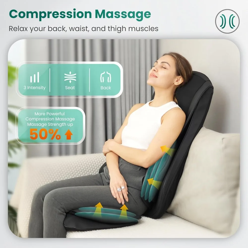 Neck Back Massager , Massage Chair Pad with Compression, Full Body Chair Seat Massager for Neck, Back  Gifts for Men, Women