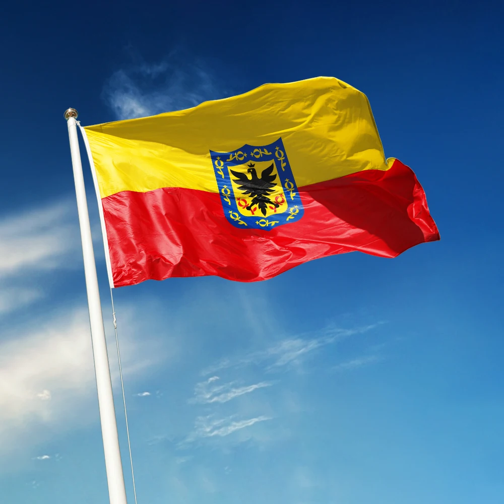 Bandera de Bogotá, Distrito Capital, 3x5 Pies, Colores Vivos y Resistentes a la Decoloración, Banderas de Santa Fe de Bogotá, Poliéster con Ojales de Latón, 3 X 5 Pies