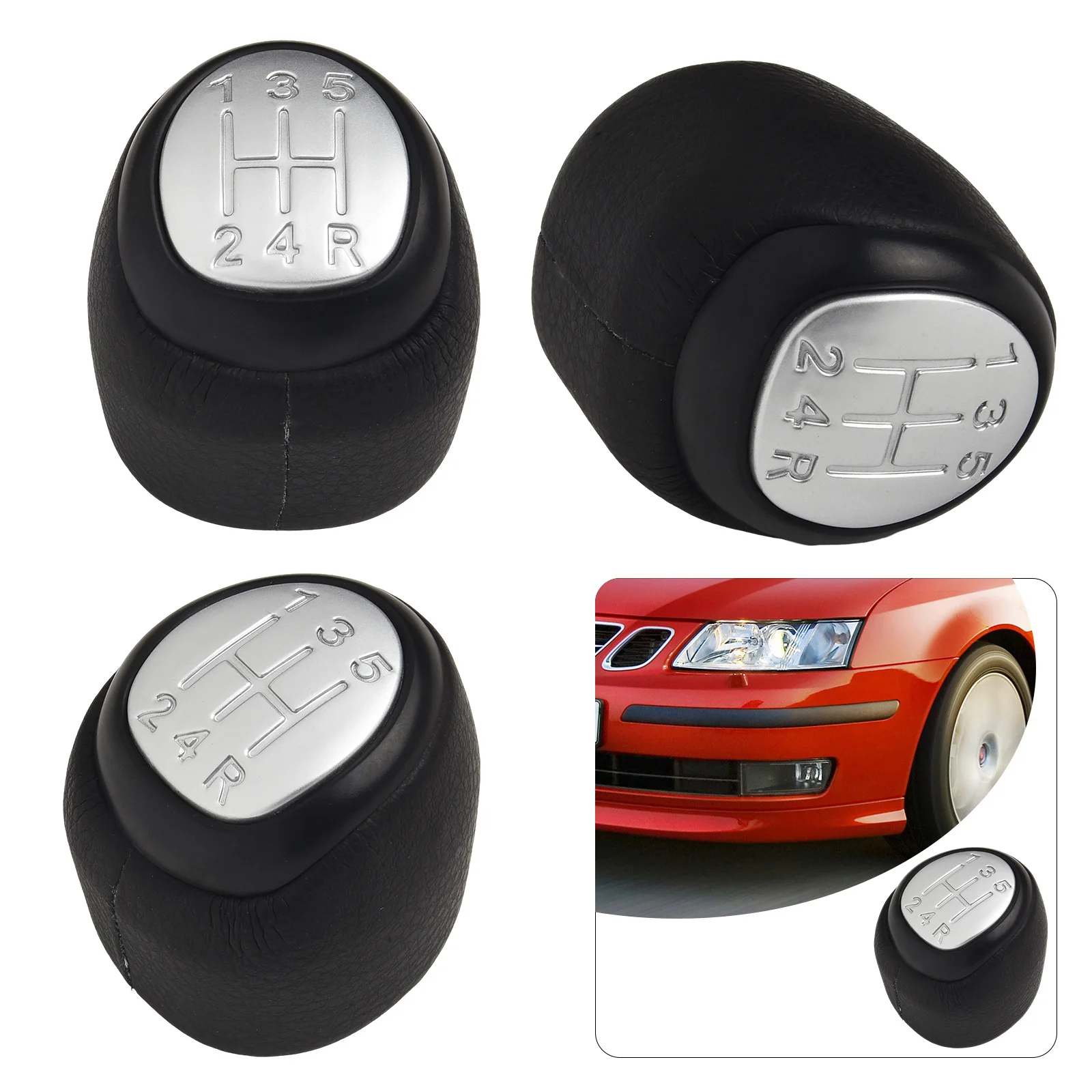 ل SAAB 93 2003 2012 5 سرعة والعتاد التحول المقبض ناقل الحركة اليدوي استبدال والعتاد رئيس صنع من ABS و بولي Leather الجلود