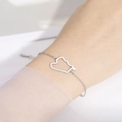 Hollow Syria Map Women's Bracelet Minimalist Fashion Stainless Steel Charm Pendant Necklace Jewelry Couple Birthday Gift