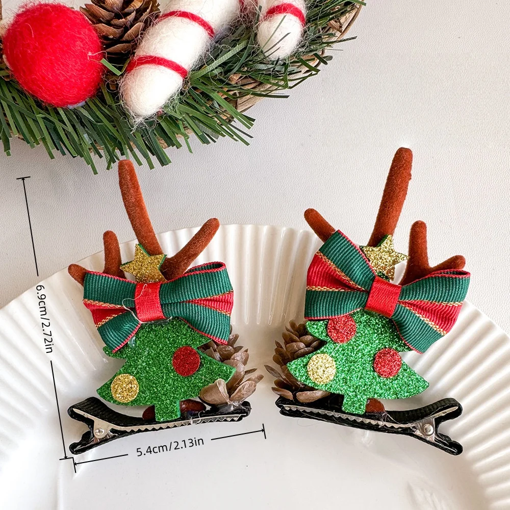 1 قطعة مقاطع الشعر عيد الميلاد ، دبابيس الشعر قرن الوعل الرنة مع أجراس/أقواس/Pinecones ، إكسسوارات الشعر لطيف عيد الميلاد للأطفال هدية #4
