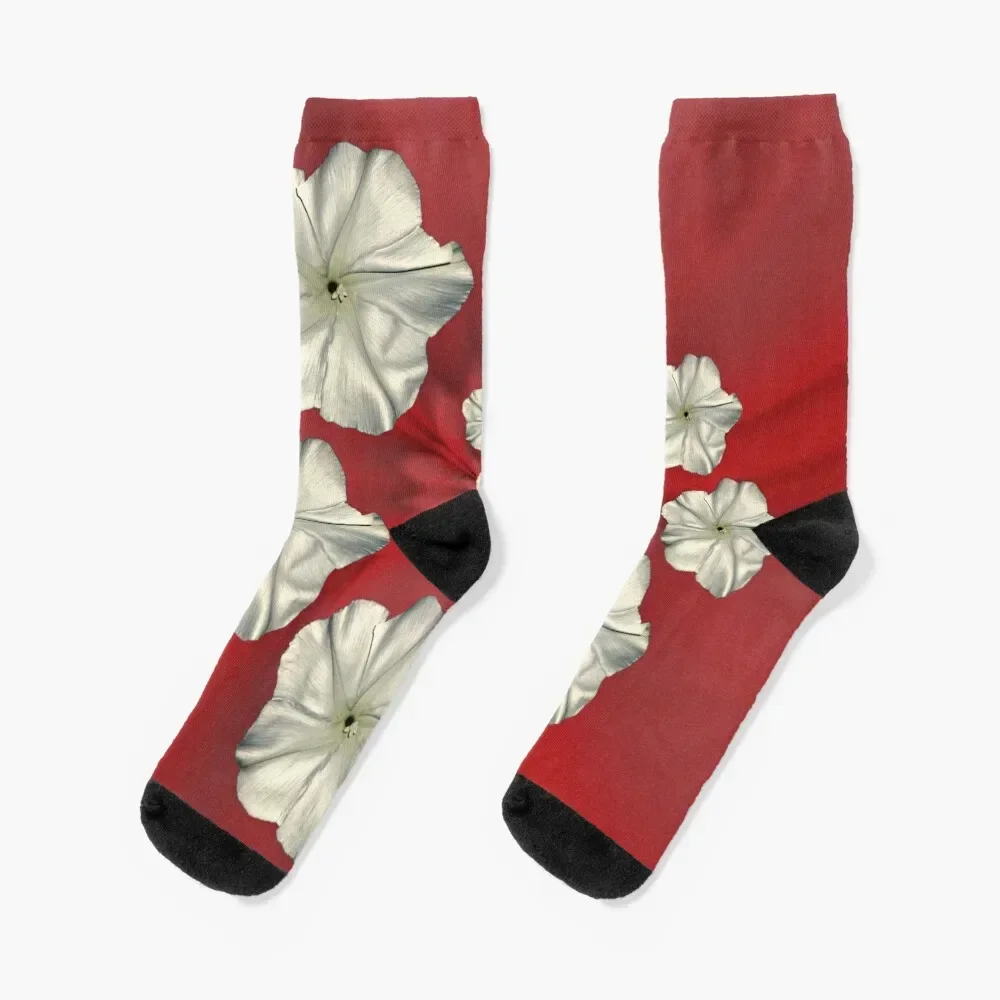 Spiral Moon Flower Red Swirl Socks floral Climbing custom Thermal man winter Woman Socks Men's