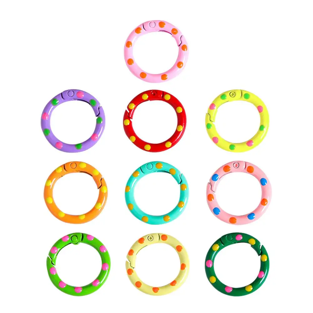 10 Pcs Spring Buckle Metal Keychain Keyrings Buckles for Crafts Clasps Round Clip Snap